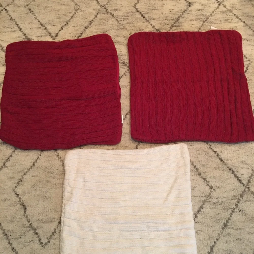2 pottery barn knit pillow covers reversible